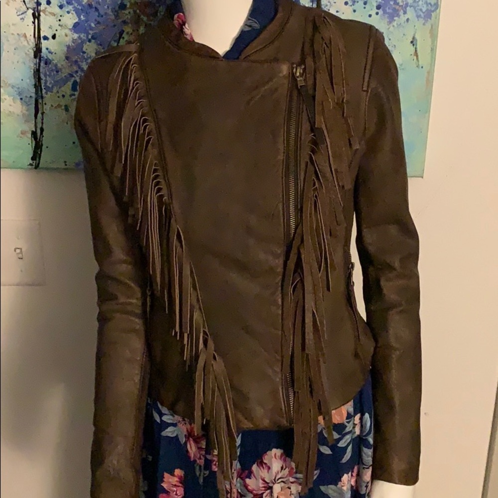 Women’s leather distressed Levi jacket
